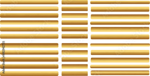 Golden bars design element abstract background with different sizes and thicknesses arranged in rows