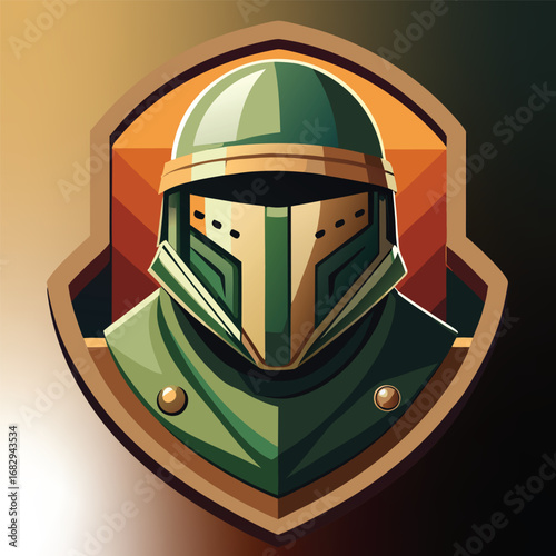 Armored warrior emblem helmet shield