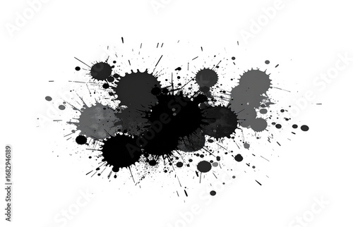 Schwarzer Wasserfarben-Splash auf weißem Hintergrund – Freisteller, transparent, künstlerische Textur