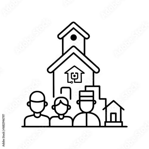 Home care & medical services outline vector icon