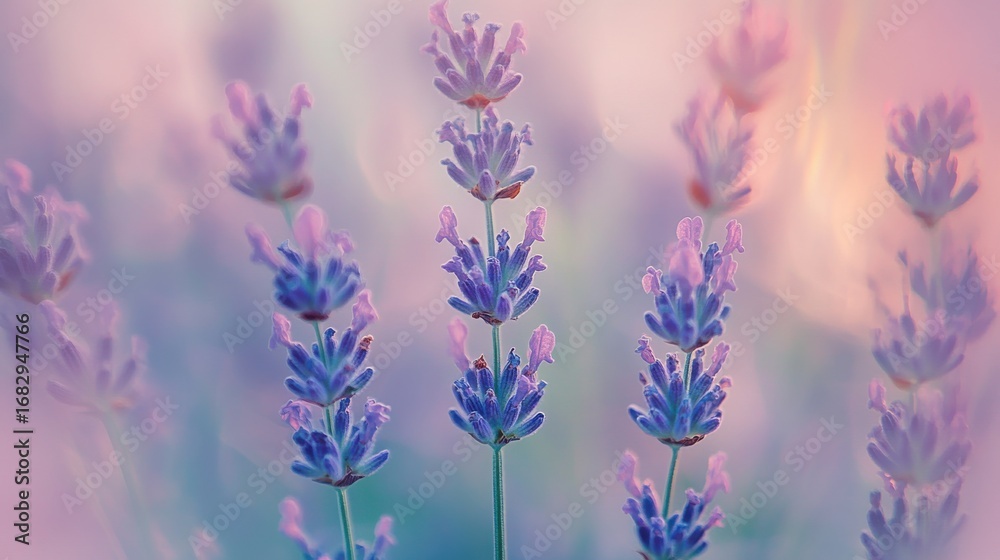 Naklejka premium Lavender flowers blooming in serene outdoor field during daytime