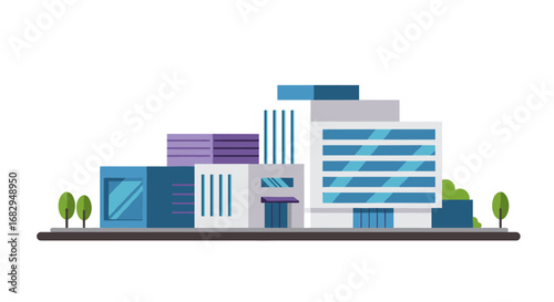 Modern urban architecture with greenery in flat design style