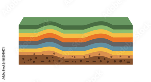 Colorful geological layer diagram representation for educational use