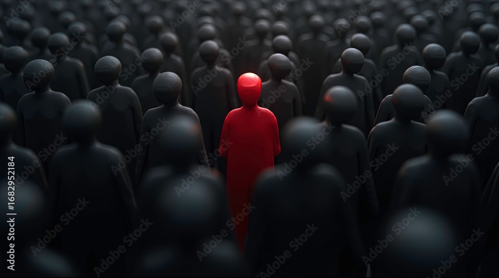 Obraz premium Leadership and Individuality: Standing Out in a Crowd of Abstract Figures ai generative