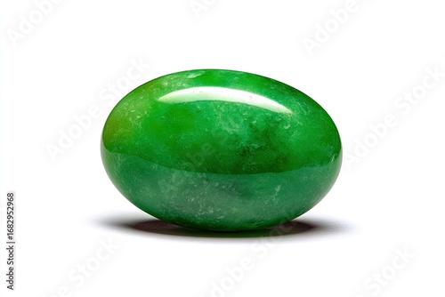 Polished green oval gemstone