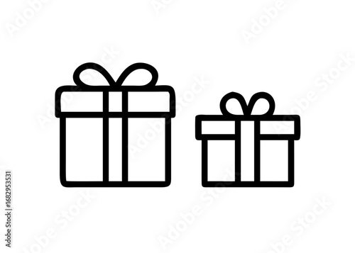 Two gift boxes outline, vector illustration