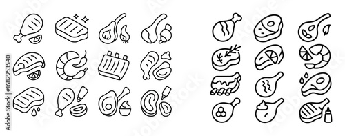 Minimalist Picnic Meat Icons