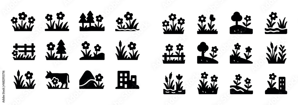 Fototapeta premium Wildflower Icons Collection