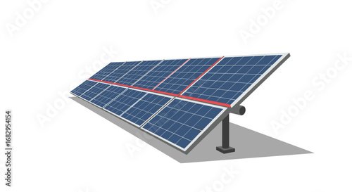 Realistic solar panel on stand with shadow for renewable energy