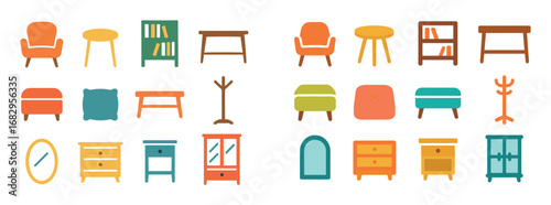 Colorful Furniture Icons Grid