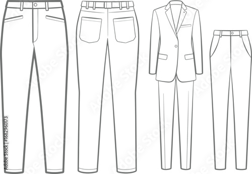 Business Attire Set with Trousers, Jacket, and Belted Pants formal wear clothing