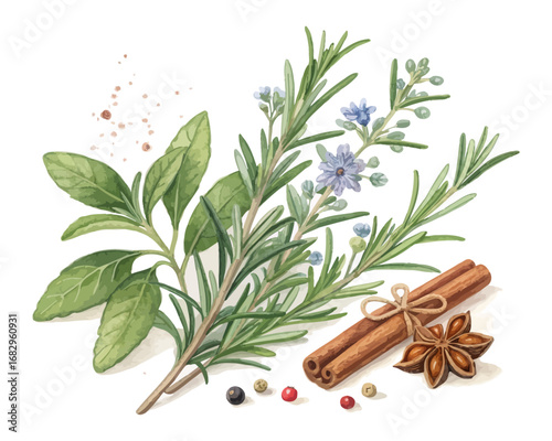 rosemary Watercolor herbs and spices