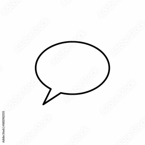 Single speech bubble on white background for website icons and user interfaces. Speech bubble graphic is simple, clean, and minimalist.