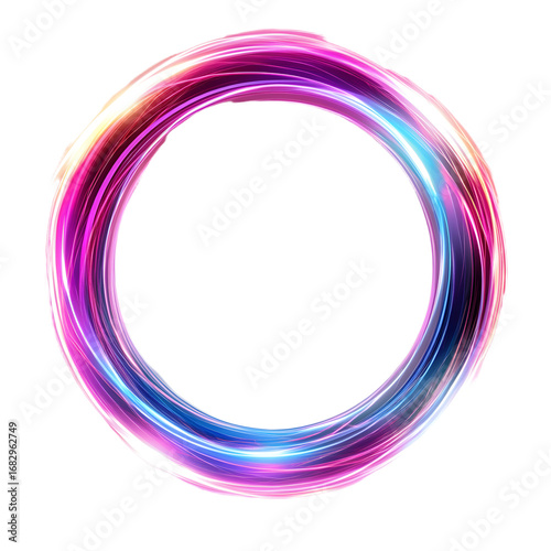 Vibrant Neon Spiral Frame: Innovative Circular Design for Tech Enthusiasts