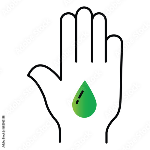 Eco Hand Supporting Water Drop Vector Illustration Icon Design