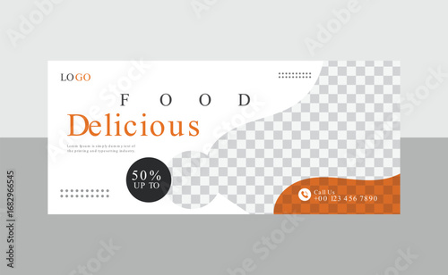 Delicious food banner design template