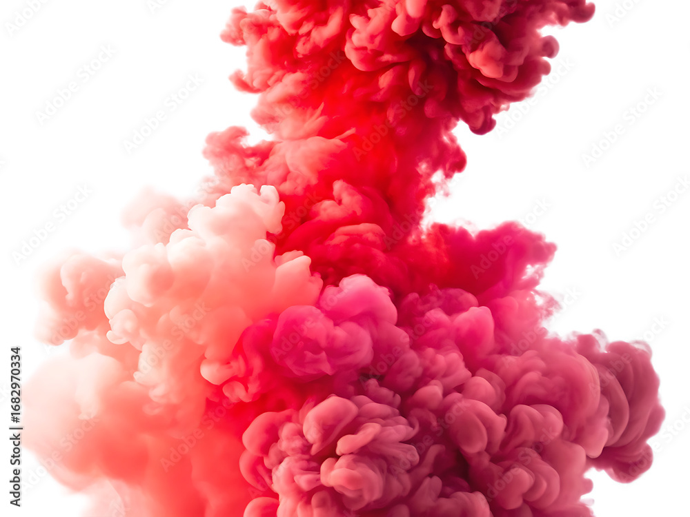 Fototapeta premium A vibrant cloud of red and pink ink swirling gracefully in a white liquid creating an abstract design