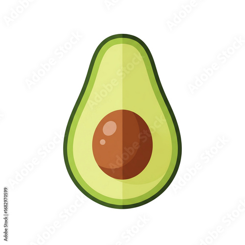 A stylized vector illustration of a halved avocado with its pit, perfect for concepts of healthy food, lifestyle, and nutrition.