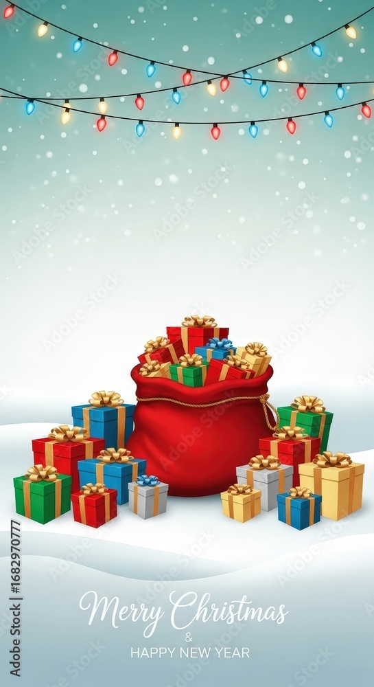 custom made wallpaper toronto digitalFestive christmas scene with santa sack and colorful gift boxes