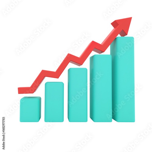 Free Download 3d icon of business graph with arrow isolated on white isolated on transparent background - GFXLoad
