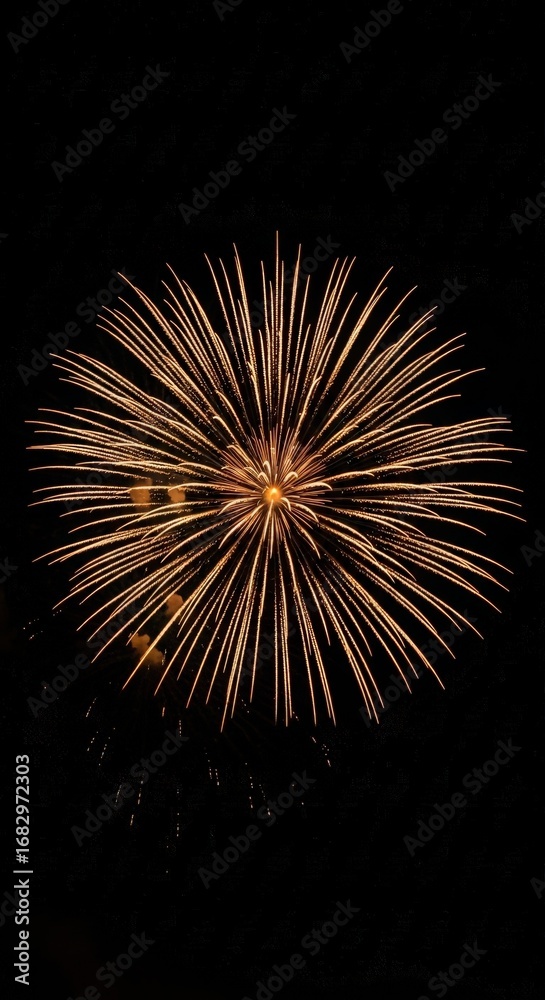 Obraz premium Spectacular golden fireworks exploding in dark night sky