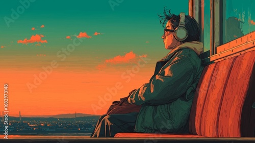 woman listening music 