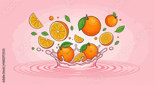 Orange splash beverage graphic design illustration