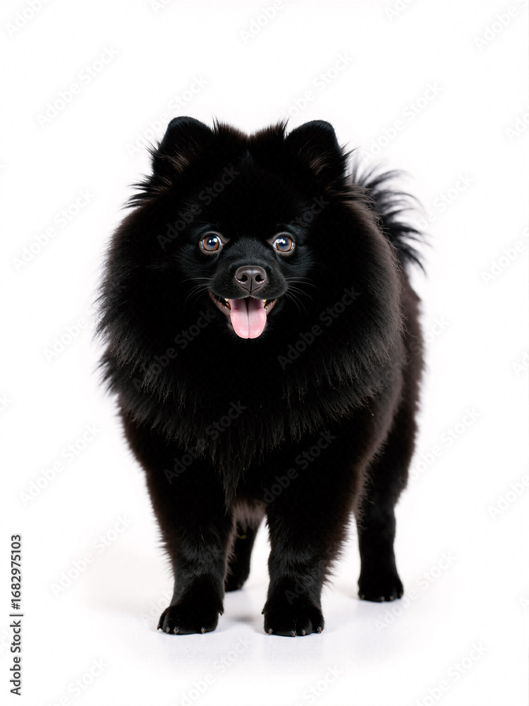 Obraz premium a smiling chocolate black Pomeranian puppy dog