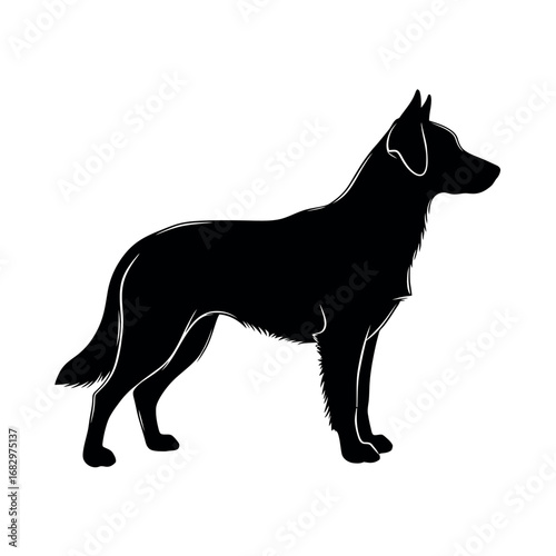 Vector illustration of silhouette of a german shepherd dog standing