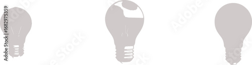 Three Gray Light Bulbs On White Background illumination