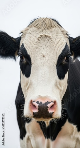 Wallpaper Mural Black and white cow portrait isolated on white background Torontodigital.ca