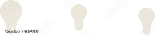 Three Light Beige Light Bulbs On White Background illumination