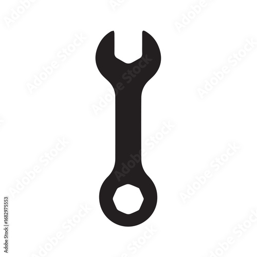 Wrench silhouette black and white vector icon