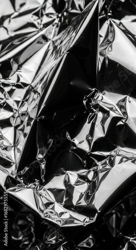 Wallpaper Mural Closeup of crumpled aluminum foil with reflective texture and sharp edges Torontodigital.ca