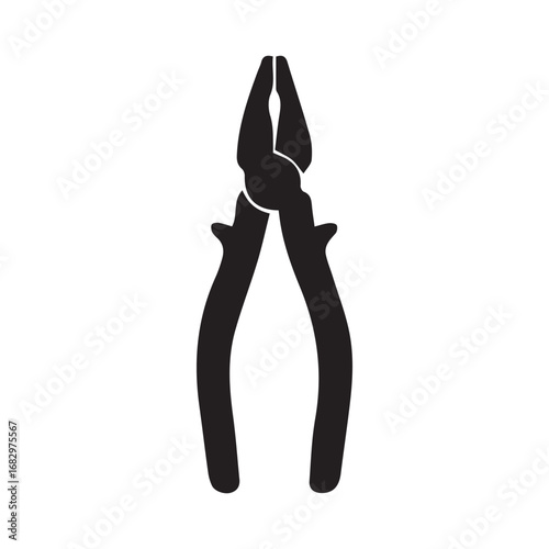 Pliers silhouette black and white vector icon