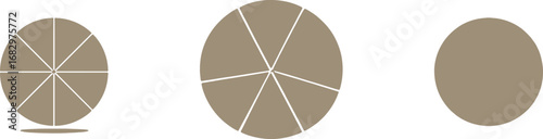 Three Oval Shapes with Segmented and Solid Fill ellipse