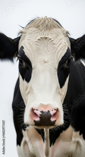 Wallpaper Mural Closeup portrait of black and white cow isolated on white background Torontodigital.ca
