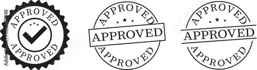 Approved stamp seal icon set.approved rubber stamp icon isolated on white background. approved stamp circle graphic guarantee seal certification document approval stamp icon vector.