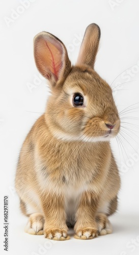Wallpaper Mural Cute brown rabbit sitting isolated on white background Torontodigital.ca