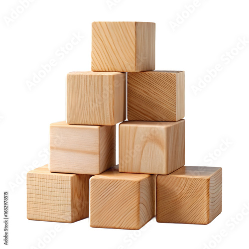 Wooden Blocks: Natural Texture, Building Blocks, Pyramid Structure, Craft Supplies