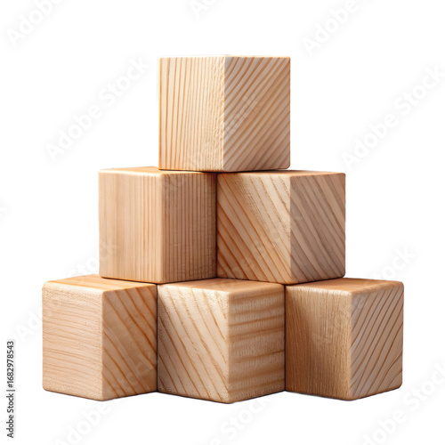 Wooden Blocks: Natural Pyramid Structure,  Building Blocks, Cubic Shapes, Construction, Texture