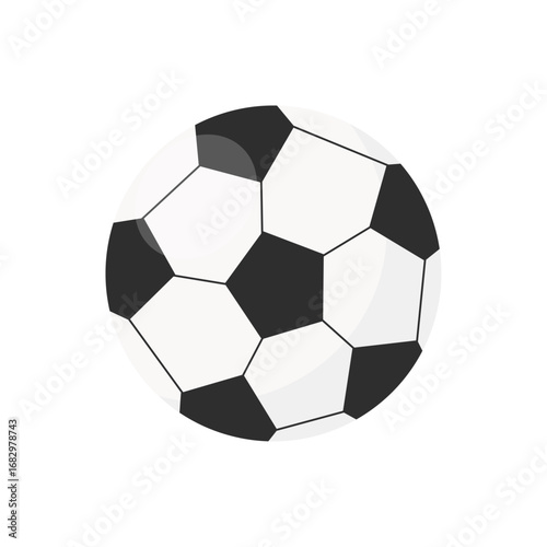 Flat vector illustration of a soccer ball. Classic football sport equipment icon for game, match, competition, training and active lifestyle design projects. Isolated object.