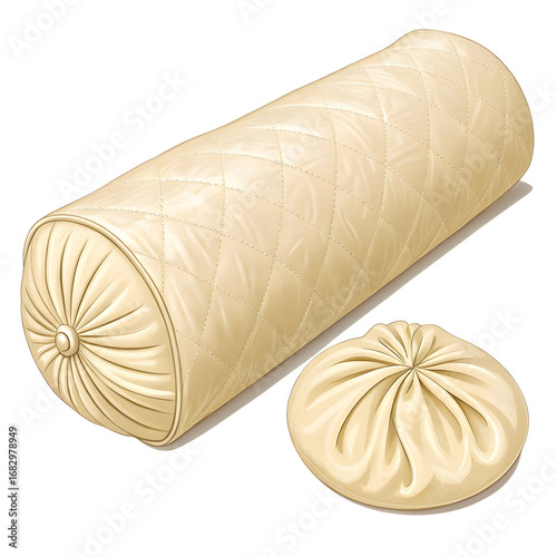 Luxury Bolster Pillow & Cushion: Elegant Cream Quilted Design