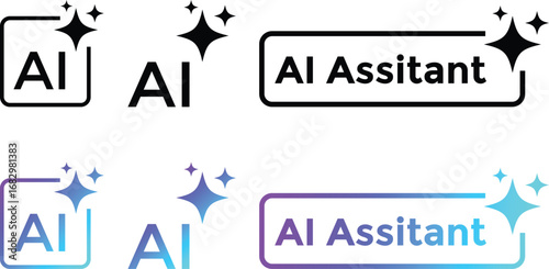 AI Assistant button. Rewrite prompt pushbutton. abstract glowing button. Machine learning text generator