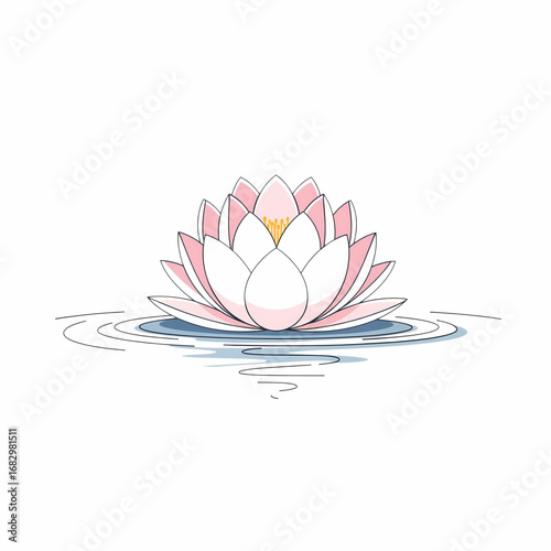 A peaceful vector illustration of a lotus flower floating on water, symbolizing purity, tranquility, and spirituality.