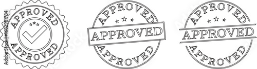 Approved stamp seal icon set.approved rubber stamp icon isolated on white background. approved stamp circle graphic guarantee seal certification document approval stamp icon vector.