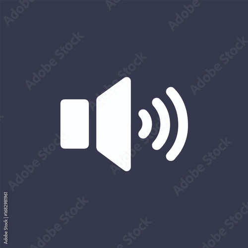 Illustration of a speaker emitting sound waves, representing volume, audio, and communication in multimedia and technology, isolated on a colored background