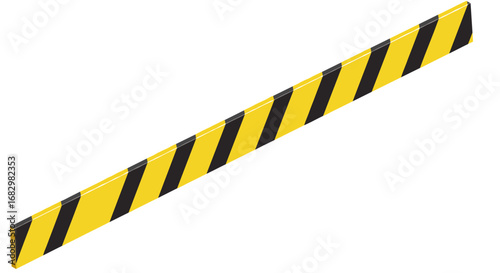 Isometric yellow and black caution barrier on white background