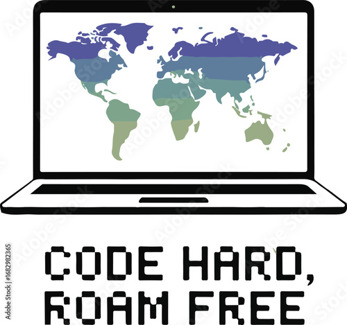Code hard roam free t shirt silhouette isolated on transparent background
