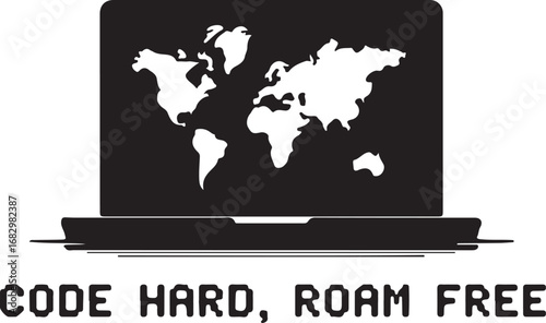 Code hard roam free t shirt silhouette design isolated on transparent background